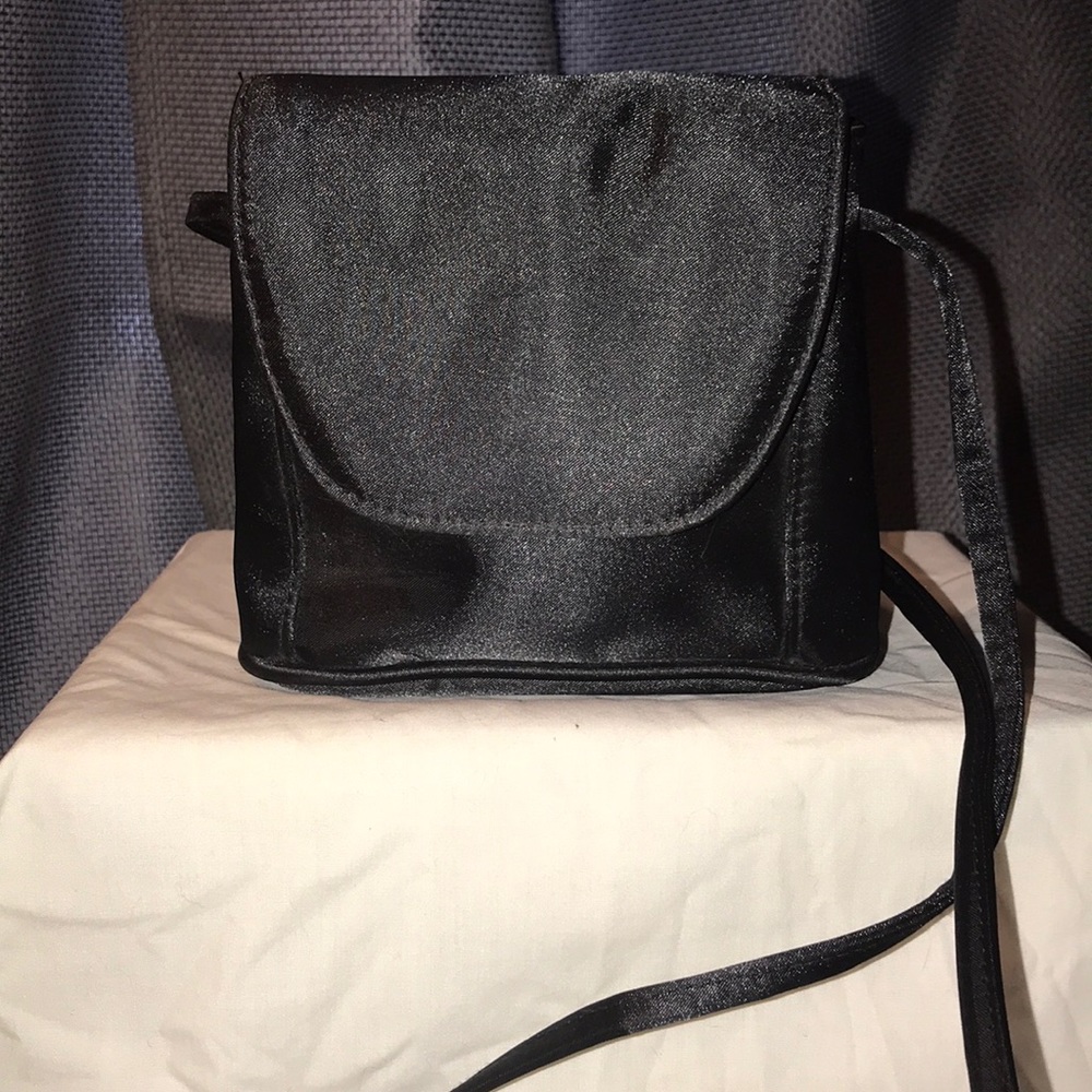 Black sateen evening bag